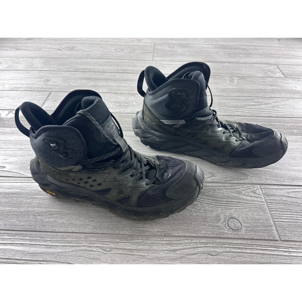 Hoka Anacapa Breeze Mid Black Hiking Boots Mens 12 Vibram 1134505 BBLC